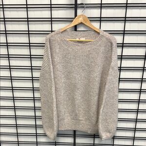 Boden Gray Crew Neck Sweater with Relaxed Fit and Ribbed Texture NWT